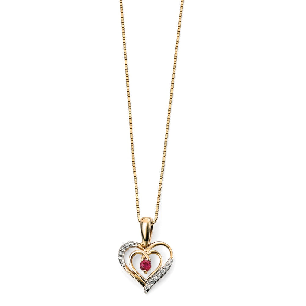 Ruby and Diamond Heart Pendant