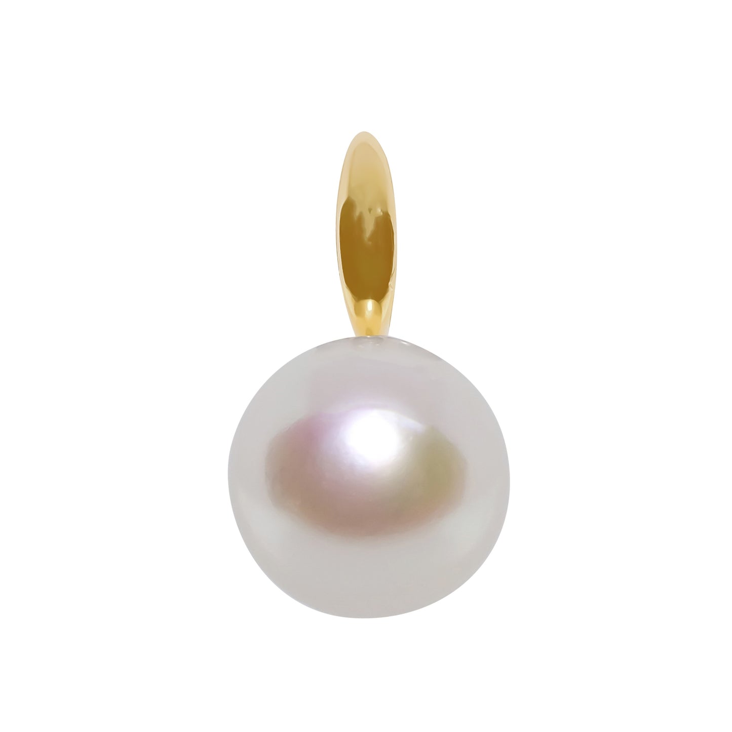 Yellow Gold Button Fresh Water Pearl Pendant