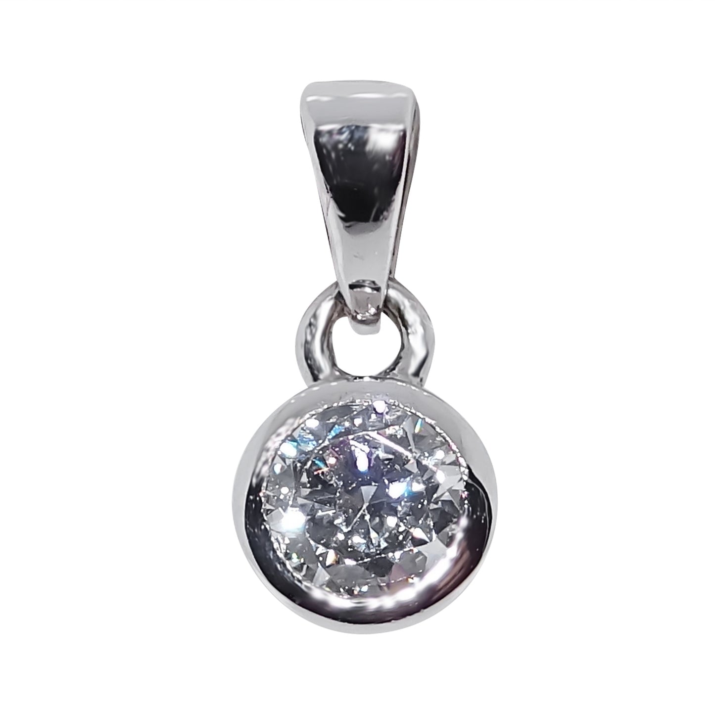 White Gold Cubic Zirconia Rub Over Pendant