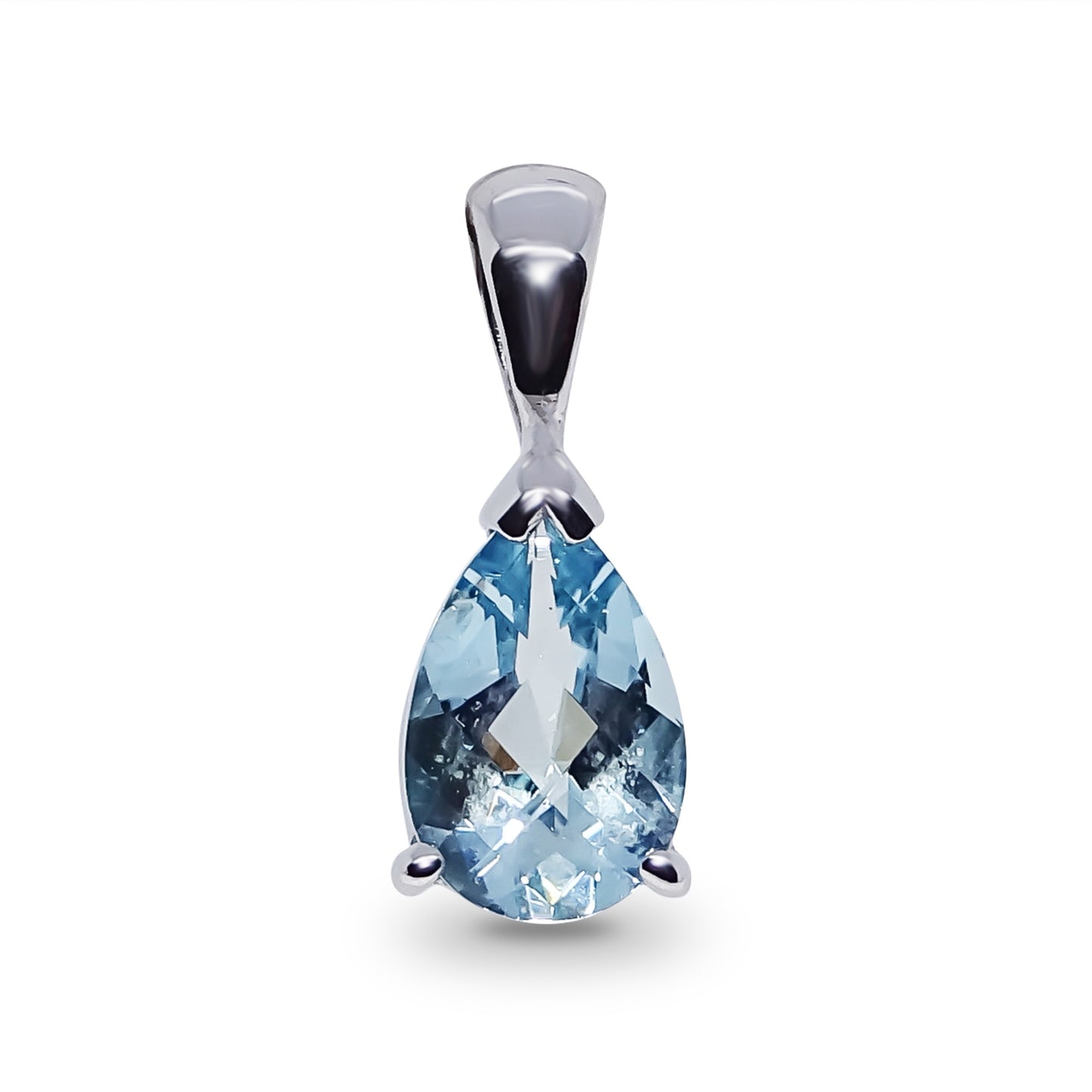 J40-9377-17W - 9ct w/g aqua pear pendant