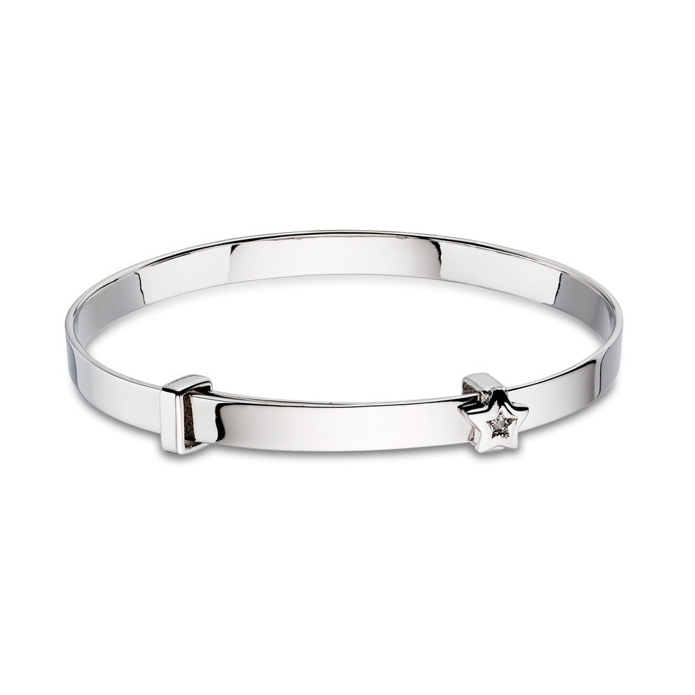 Silver Diamond Star Bangle