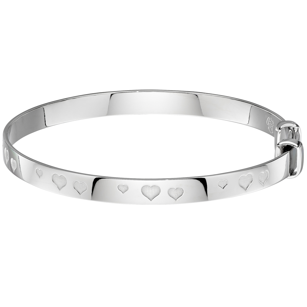 Silver Inlaid Heart Bangle