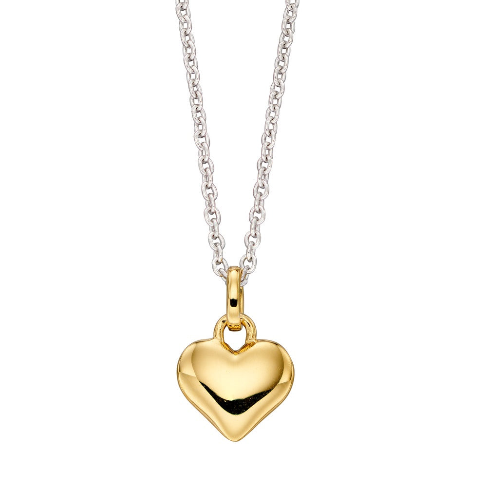 Silver Yellow Gold Plated Heart Pendant