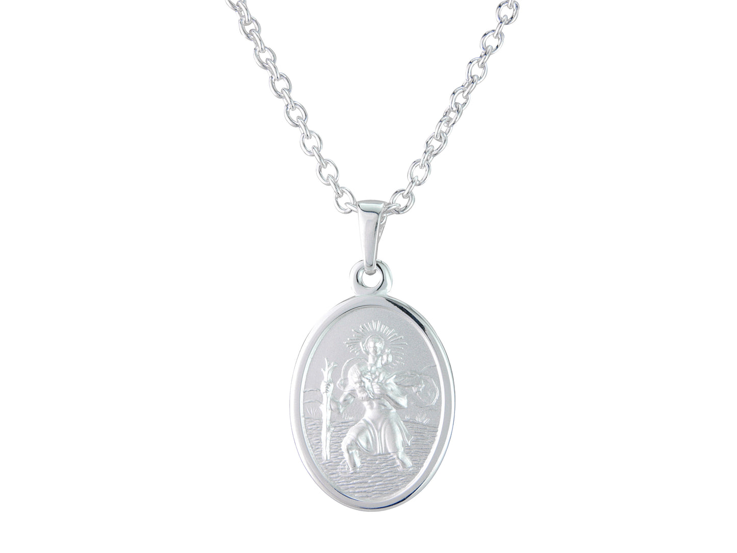 Silver Oval St Christopher Pendant