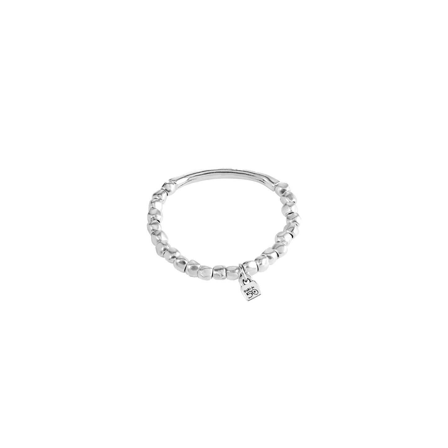 Silver Plated Curve tube and Bead Bracelet