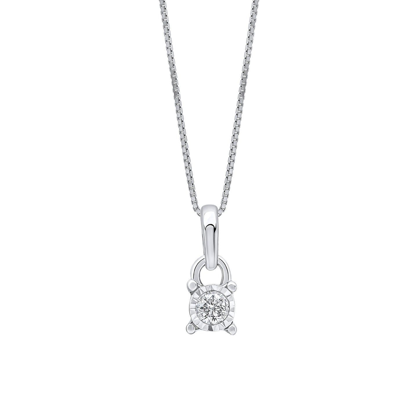 9ct White Gold Starter Diamond Pendant