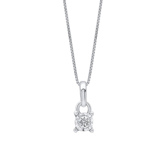 9ct White Gold Starter Diamond Pendant