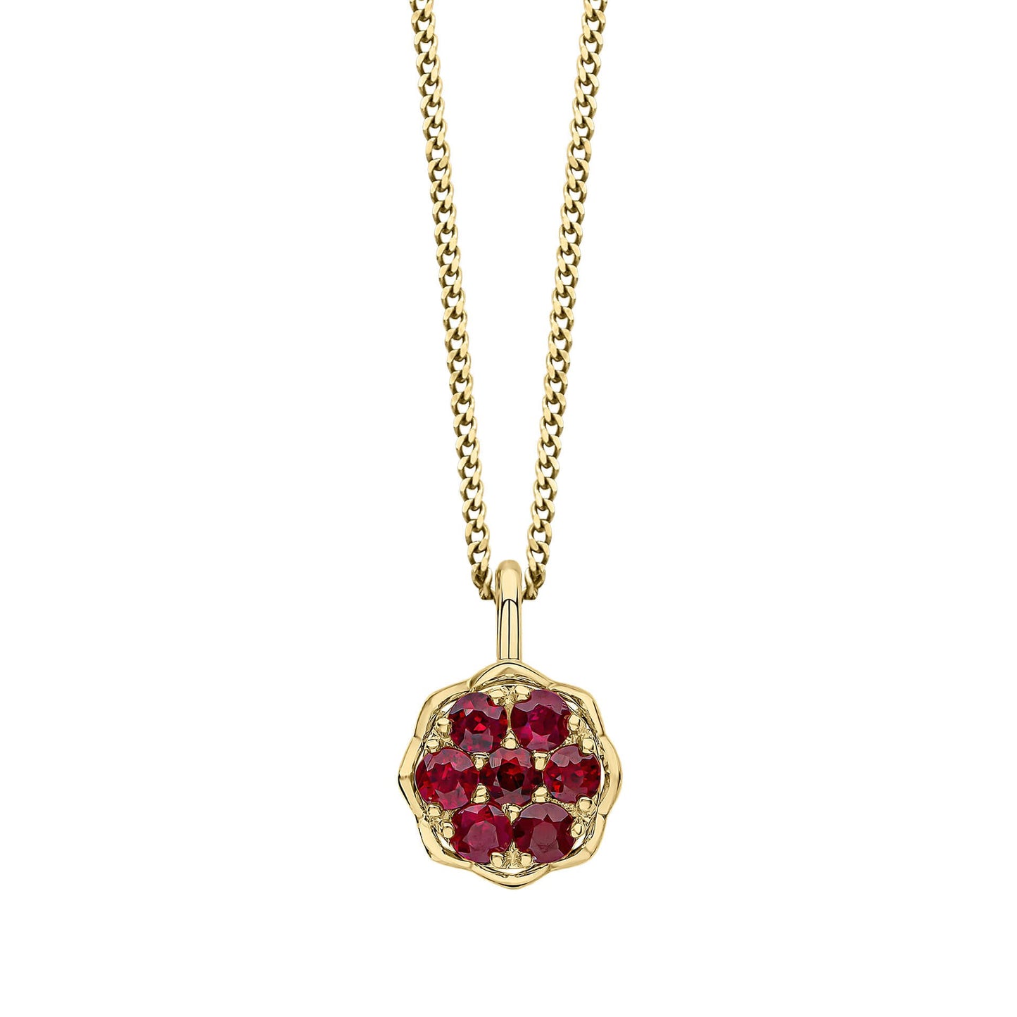 9ct Yellow Gold Ruby Cluster Pendant
