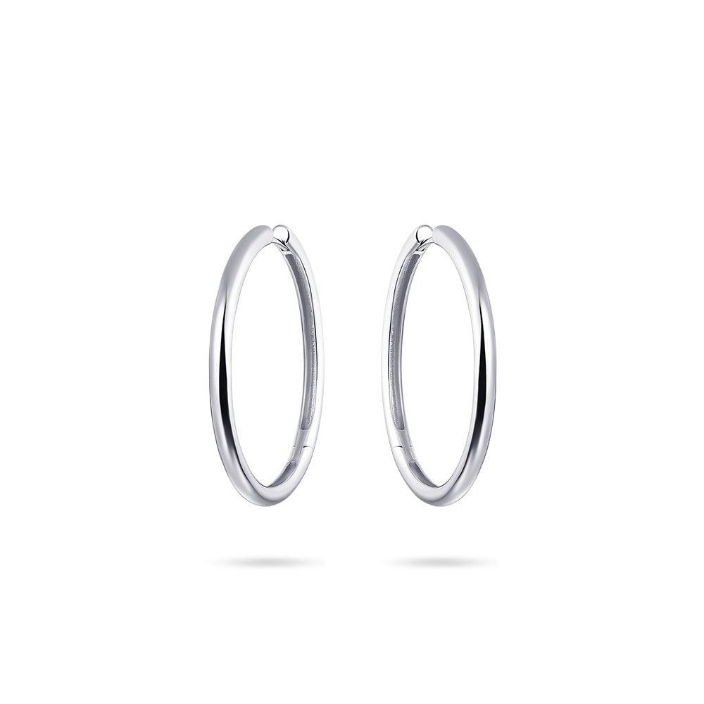 Silver Bold Tube Statement Hoop Earrings