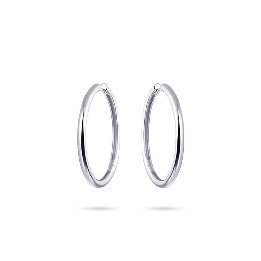 Silver Bold Tube Statement Hoop Earrings
