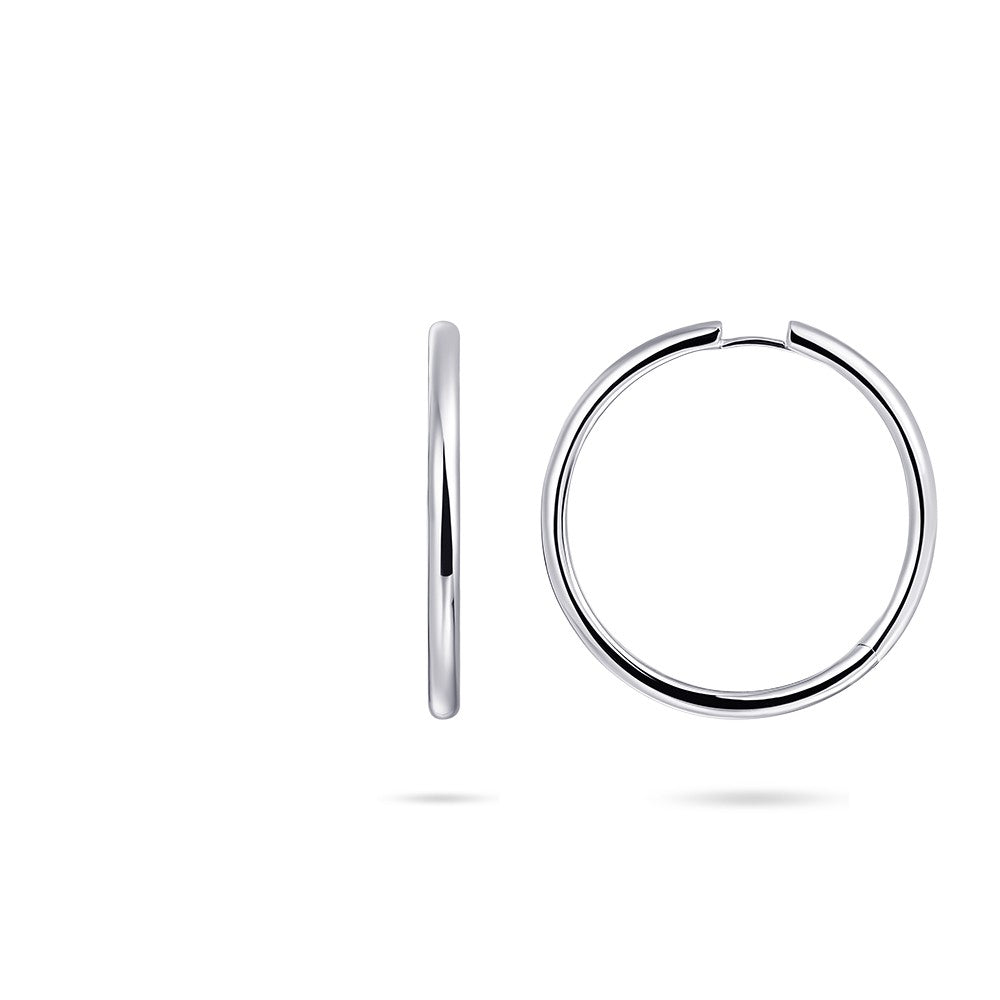 Silver Bold Tube Statement Hoop Earrings