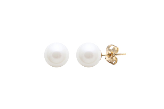 9ct Yellow Gold 6.5-7mm Fresh Water Pearl Stud Earrings