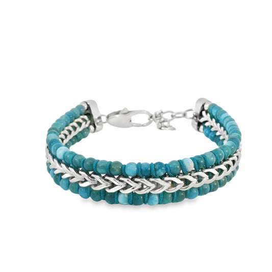 Gents Turquoise Beaded Bracelet