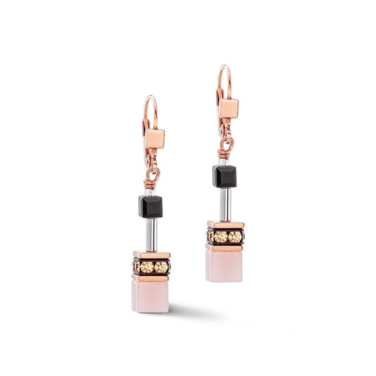 Pastel Pink and Peach Geocube Drop Earrings