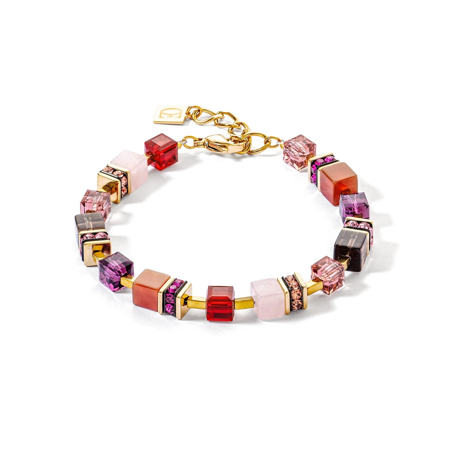 Purple, Red, Brown and Pink Geocube Bracelet