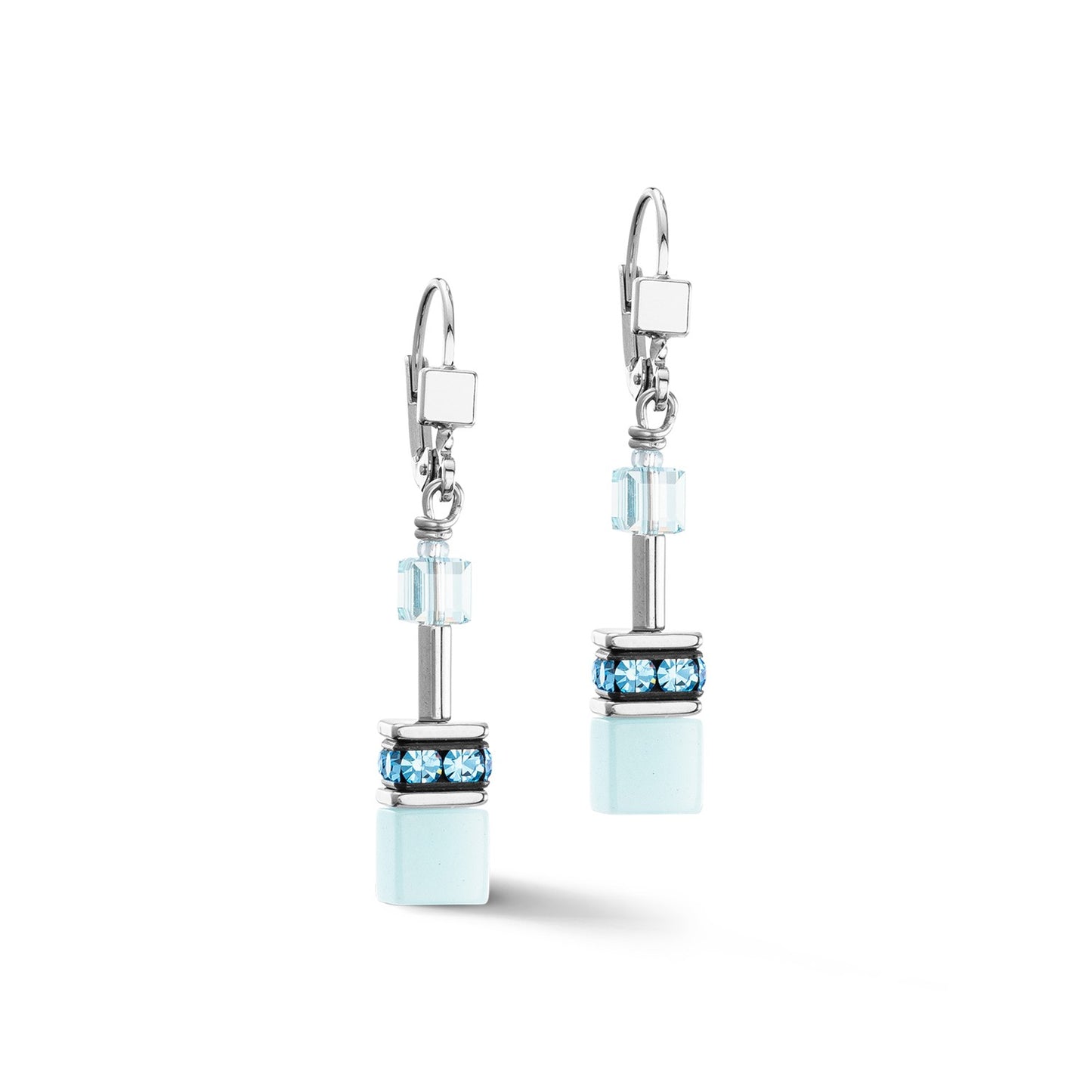 Geocube Iconic Mono Silver Earrings Ice Blue