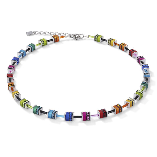 Geocube Necklace classic polaris & rhinestone multicolour