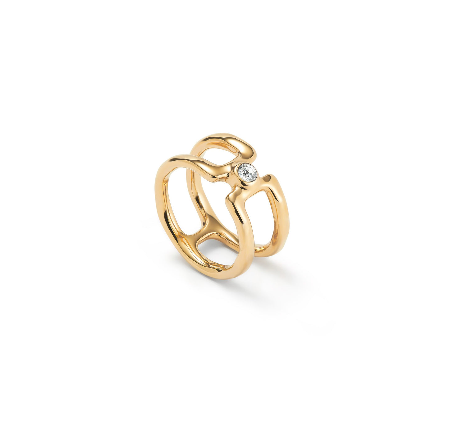 Double ring with white topaz