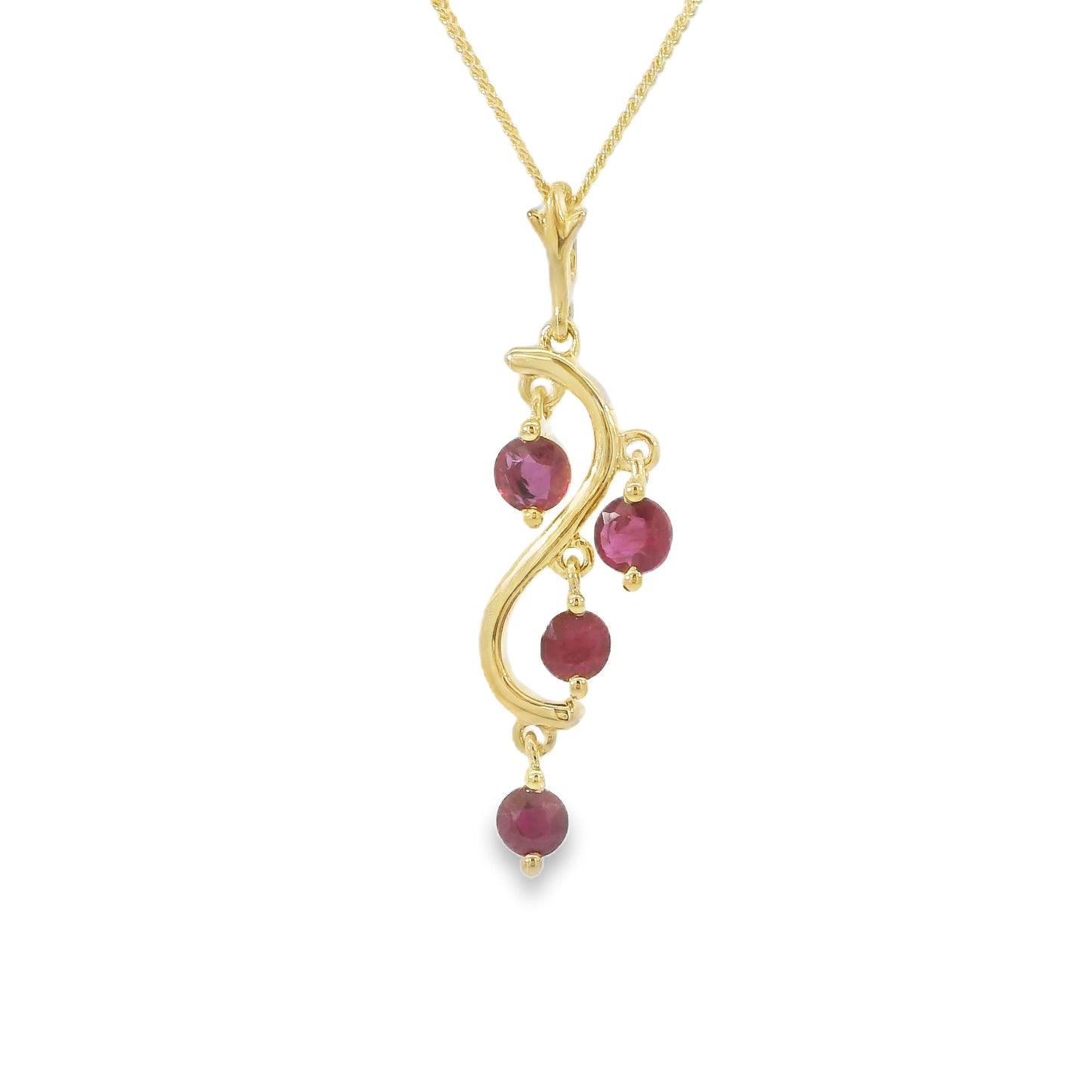 9ct Yellow Gold Ruby Chandelier Drop Pendant