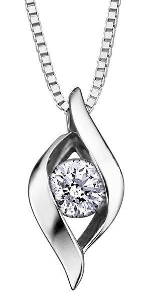 White Gold Diamond Marquise Shaped Pendant with Chain