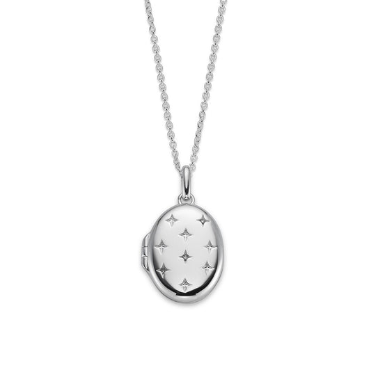 Taylor - Diamond Star Patterned Locket with Chain