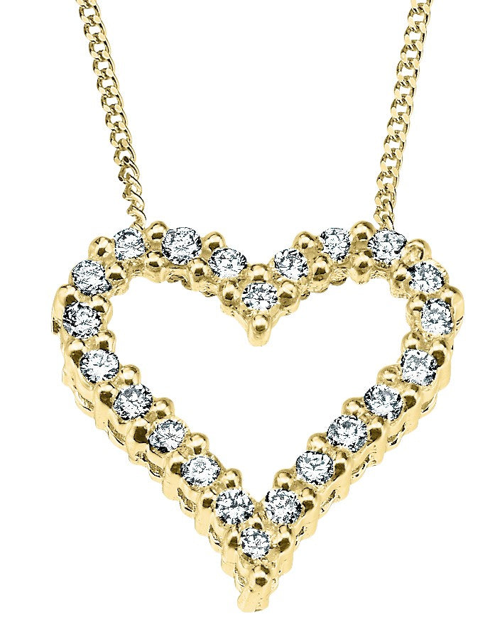 9ct Yellow Gold Diamond Heart Pendant with Chain