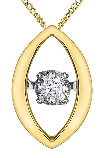9ct Yellow Gold Marquise Floating Diamond Drop Pendant