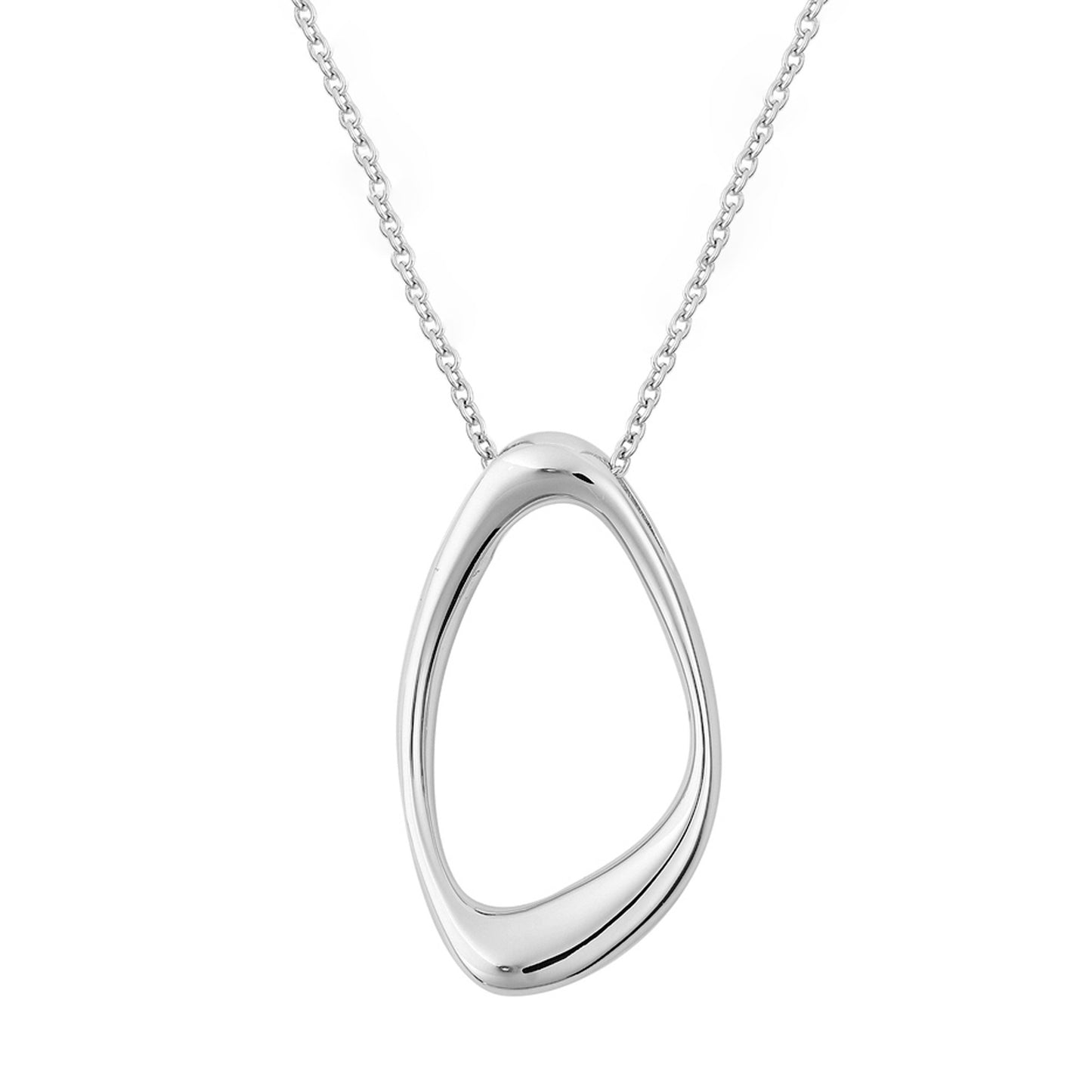 Silver Oval Pendant with Chain