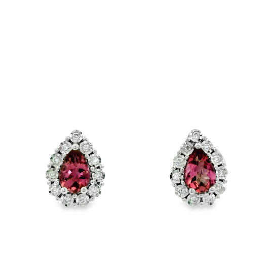 9ct White Gold Pear Shape Tourmaline Stud Earrings
