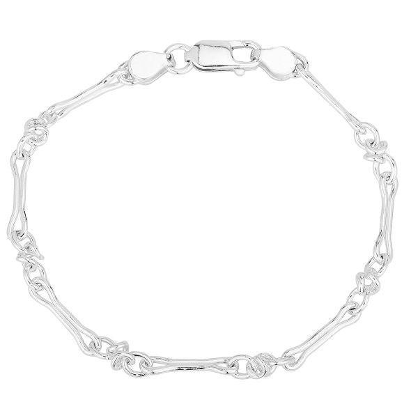 Sterling Silver Handmade Bow Shaped Long Link Chain Bracelet