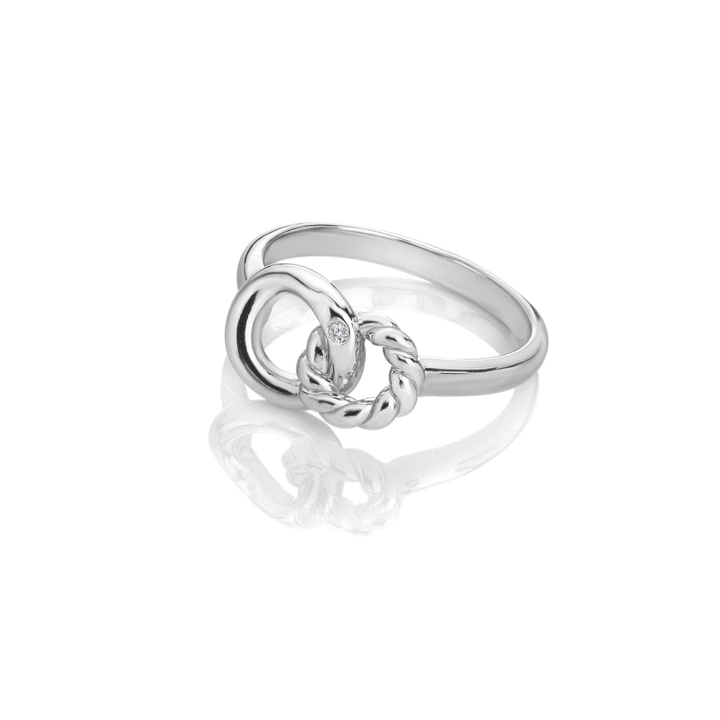 Silver Willow Rope Ring Entwined Circles