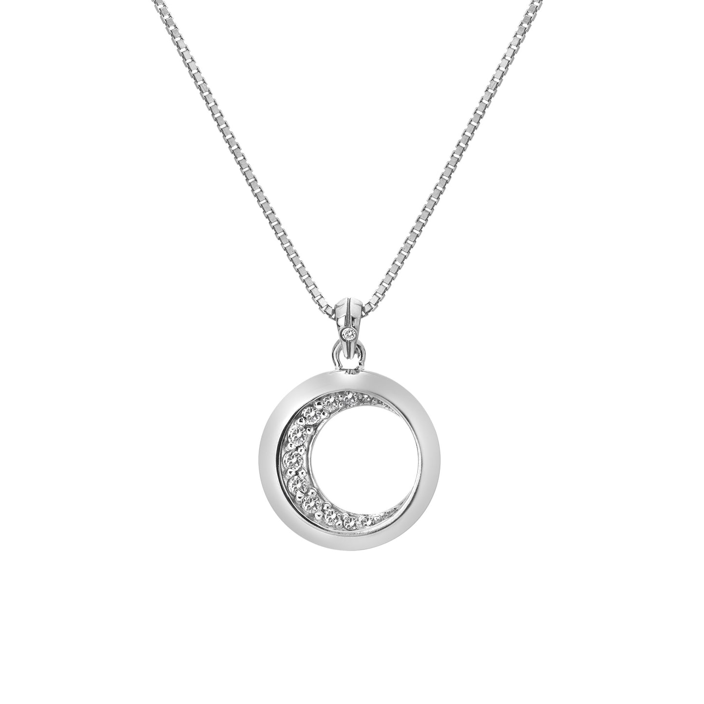 Celestial Moon Silver Pendant with Chain