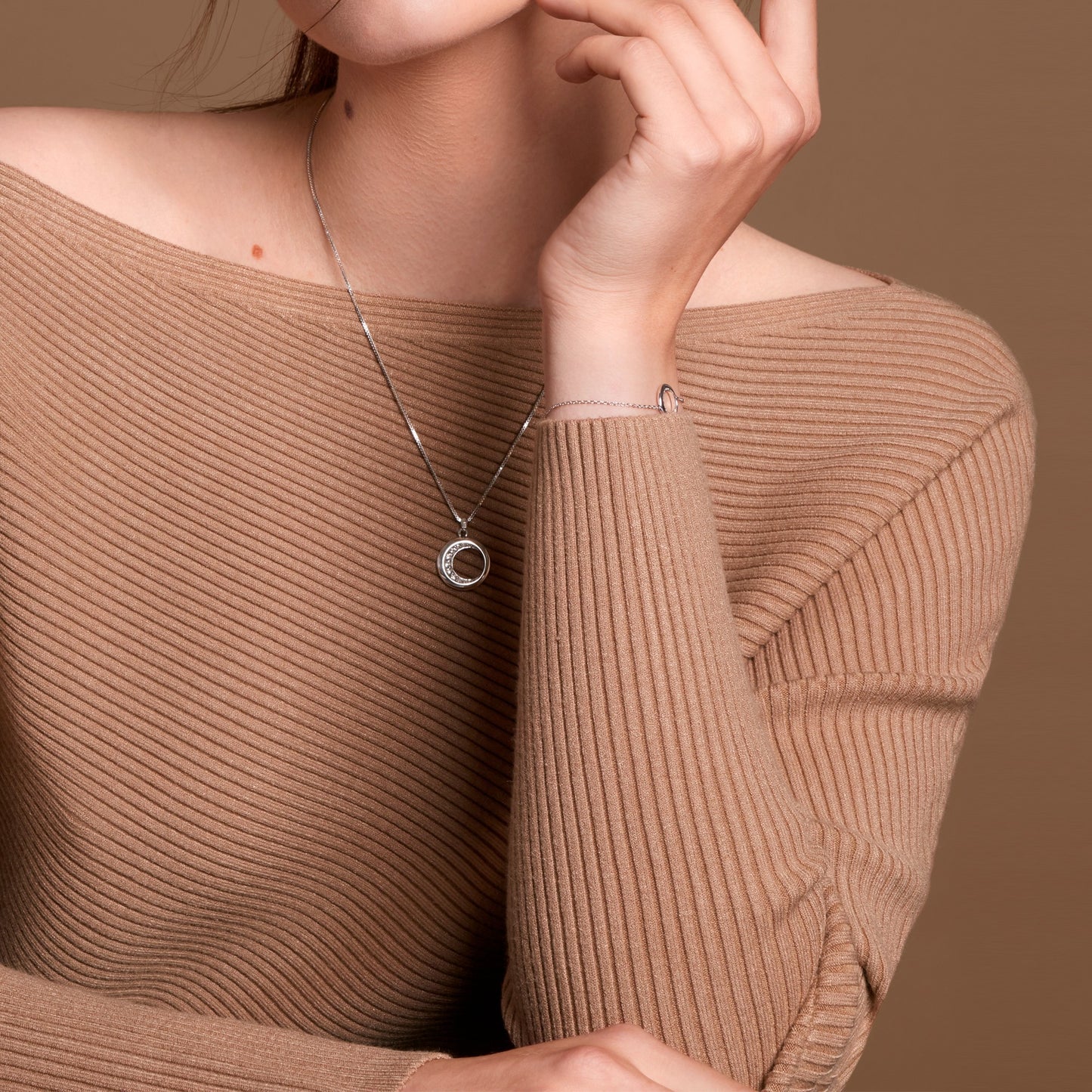 Celestial Moon Silver Pendant with Chain