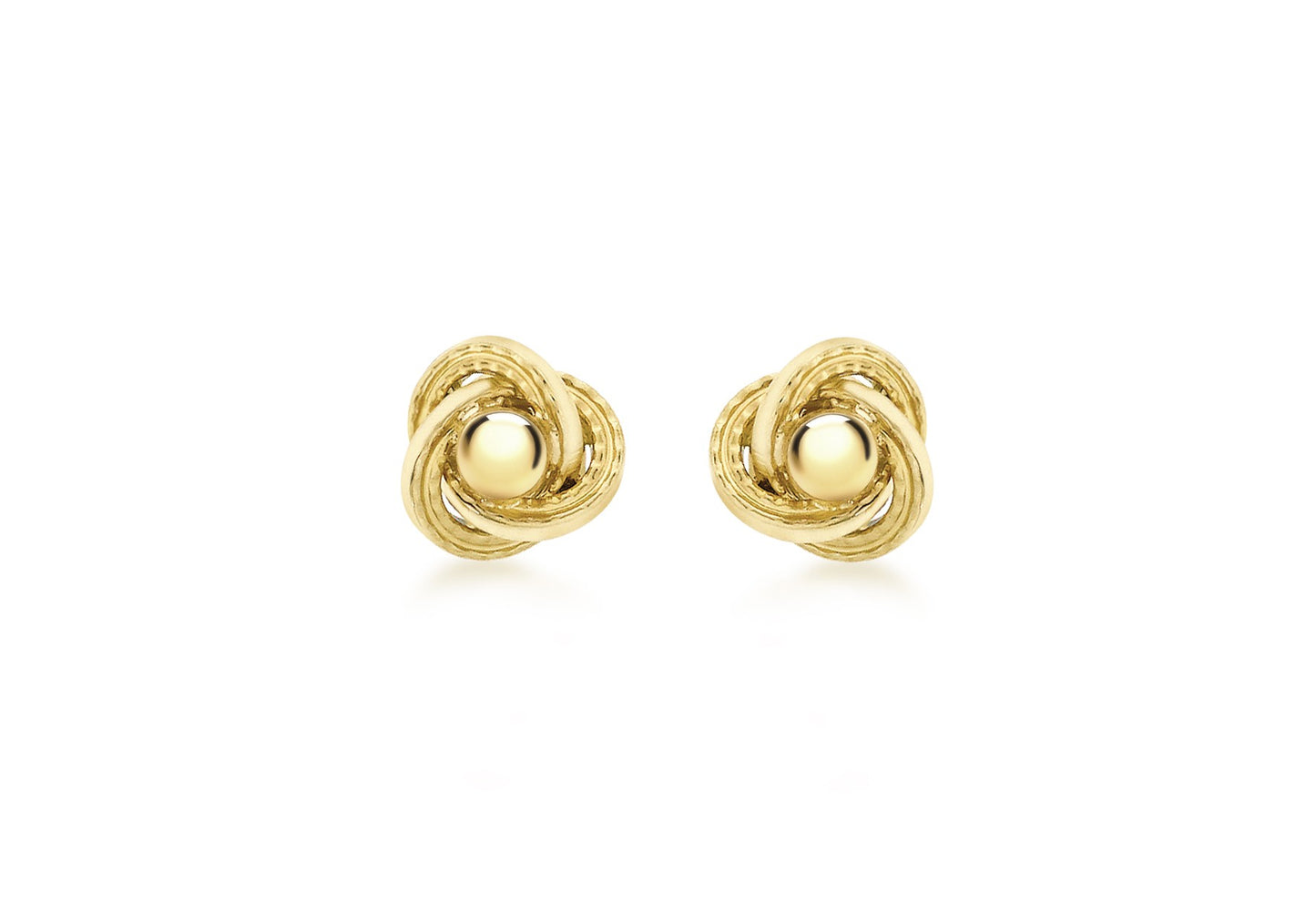 9ct Yellow Gold 8mm Knot and Ball Stud Earrings