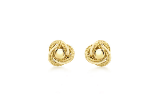 9ct Yellow Gold 8mm Knot and Ball Stud Earrings