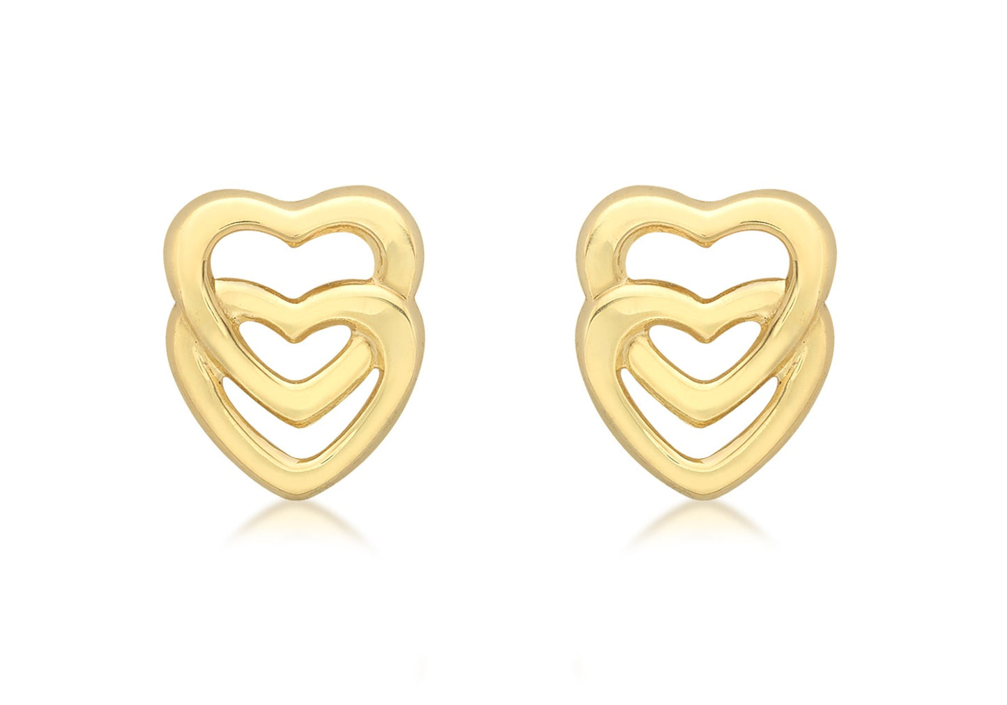 9ct Yellow Gold 7mm x 9mm Entwined-Hearts Stud Earrings