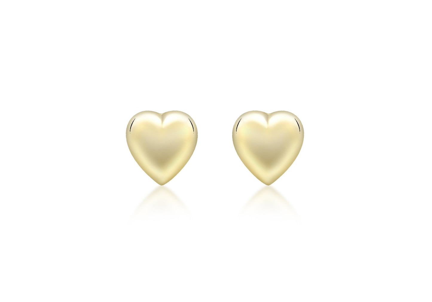 9ct Yellow Gold 7mm Puffed-Heart Stud Earrings