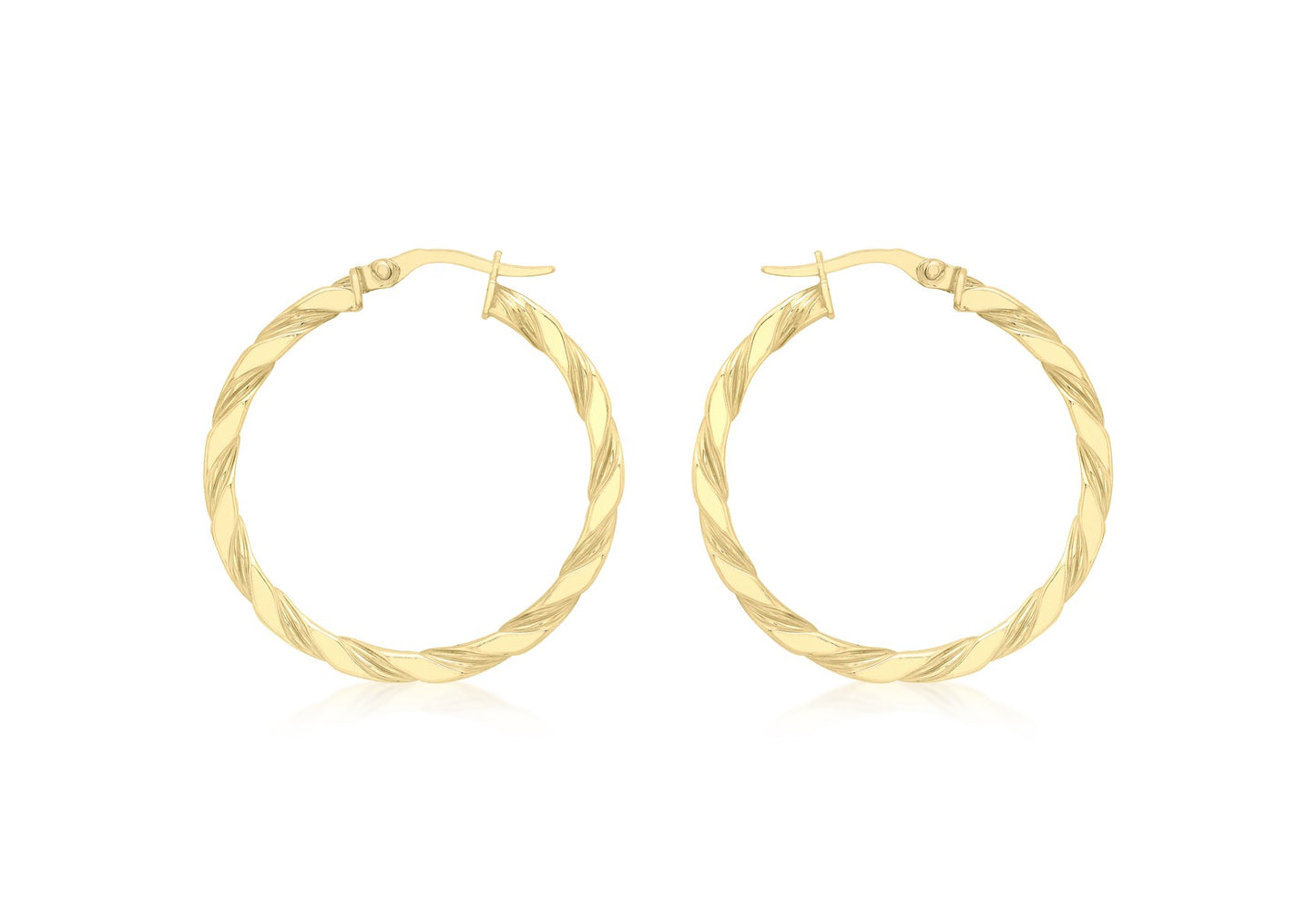 9ct Yellow Gold 30mm Twist Hoop Creole Earrings