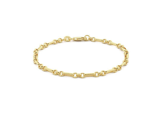 9ct Yellow Gold Round and Elongated Link Bracelet