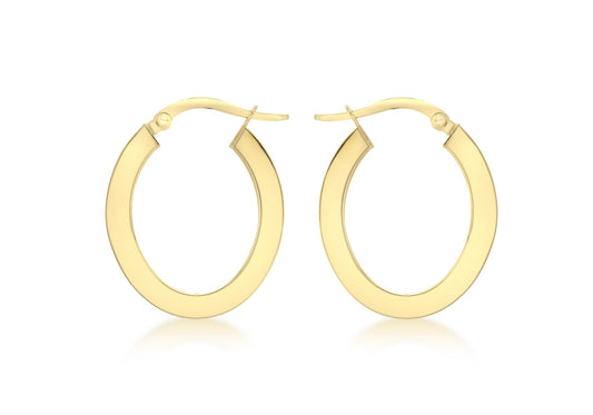 9ct Yellow Gold 19mm x 24mm Flat Oval Creole Earrings