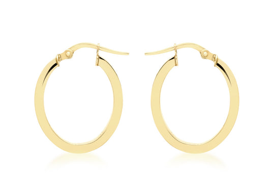 9ct Yellow Gold 18mm x 21mm Oval Hoop Creole Earrings