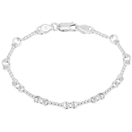 Sterling Silver Handmade Twist Chain Bracelet