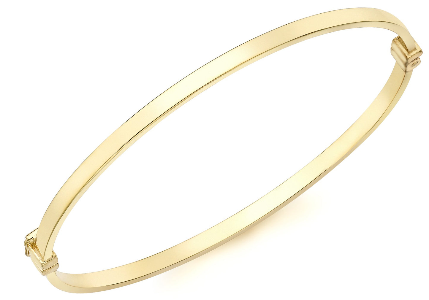 9ct Yellow Gold 3mm Rectangular Tube Hinged Bangle