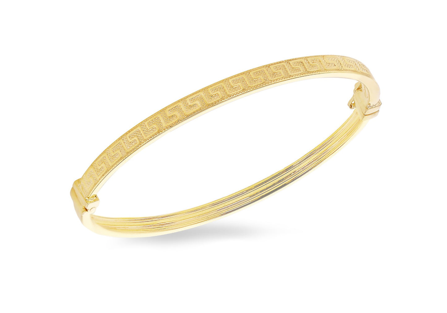 9ct Yellow gold Greek Key Patterned Bangle