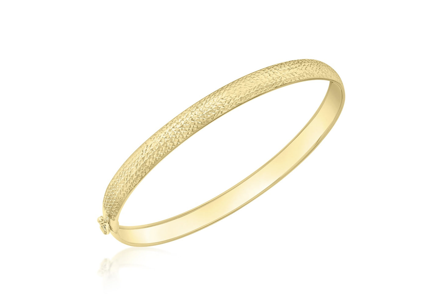 9ct Yellow Gold Diamond Cut Engraved Bangle