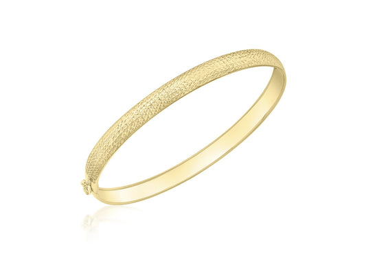 9ct Yellow Gold Diamond Cut Engraved Bangle