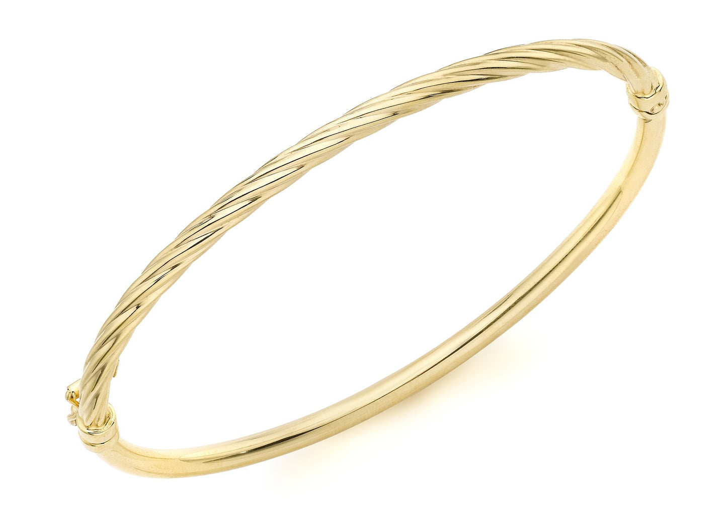 9ct Yellow Gold Half Rope Hinged Bangle