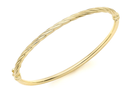 9ct Yellow Gold Half Rope Hinged Bangle