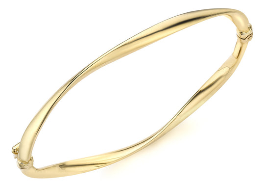 9ct Yellow Gold Wave Hinged Bangle