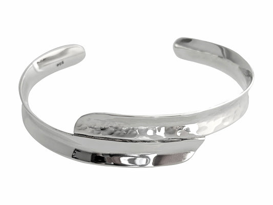 Silver Overlap Concaved Cuff Bangle